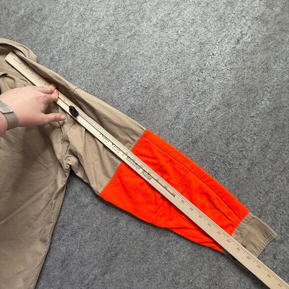 Cabela's Shooting Shirt Men M Beige Hunting Orange Reflective Long Sleeve - Picture 11 of 13